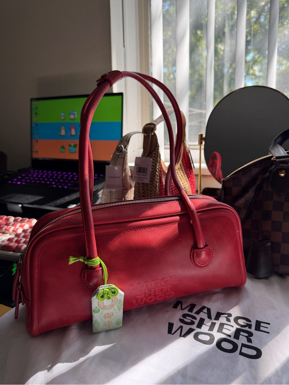 Marge Sherwood Red Soft Boston East West Bag